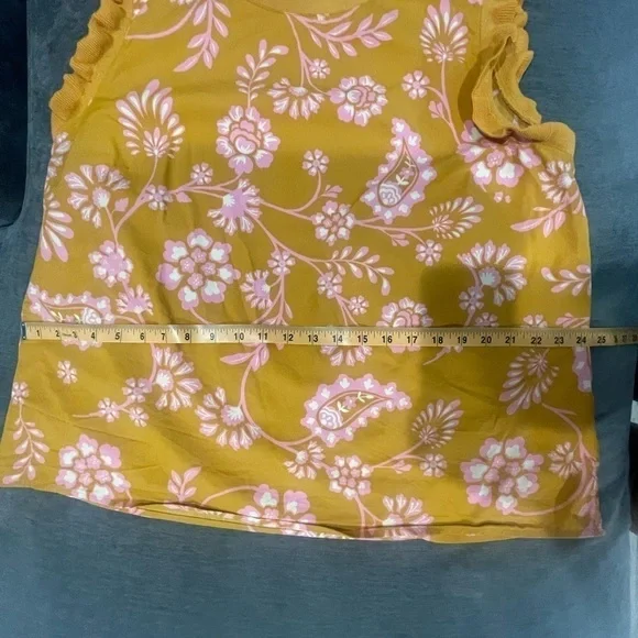 Dr 2 Yellow Floral Top with Ruffle Sleeves- Size XXL - Picture 10 of 11